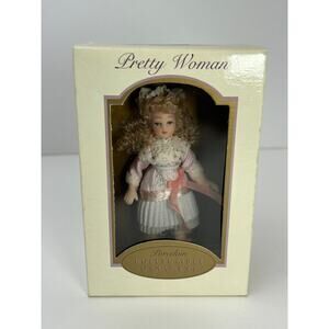 Pretty Woman Porcelain Doll Ornament Light Pink Lace Dress Blonde Curls 2004